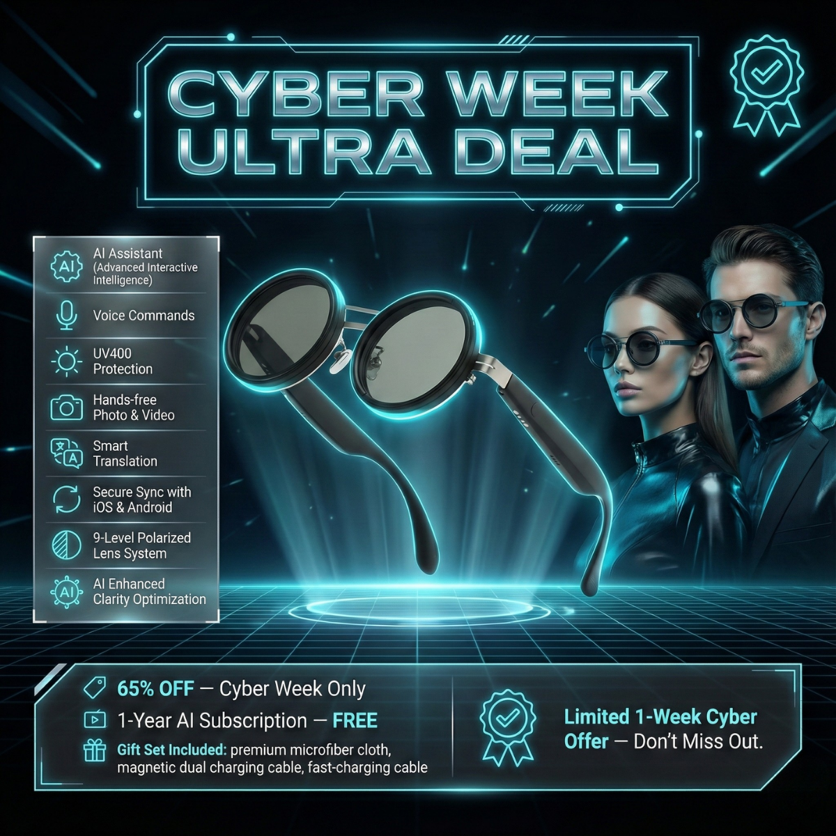 9 Levels of Personalized Light – NeosVision AI™ AI Polarized Glasses